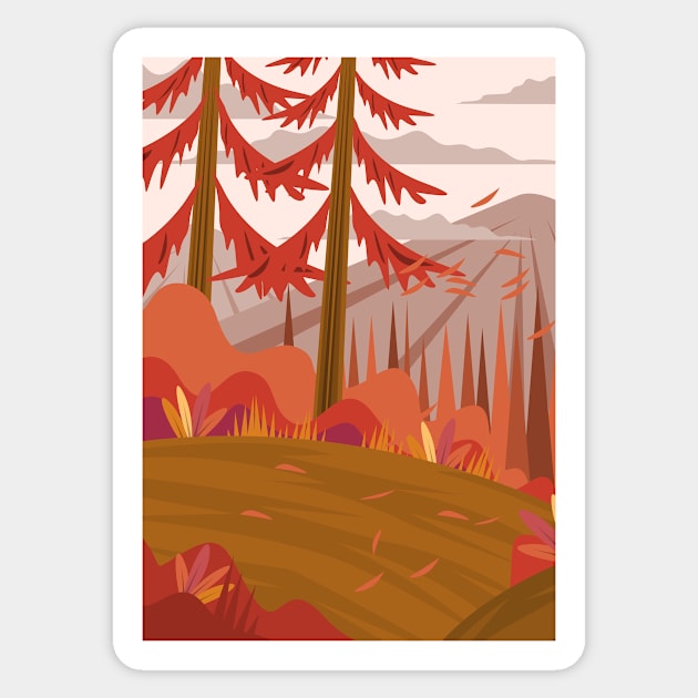 Autumn Nature Illustration Sticker by dhipwise